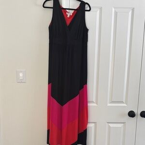 Dress Barn Black, Orange and Pink Maxi Dress